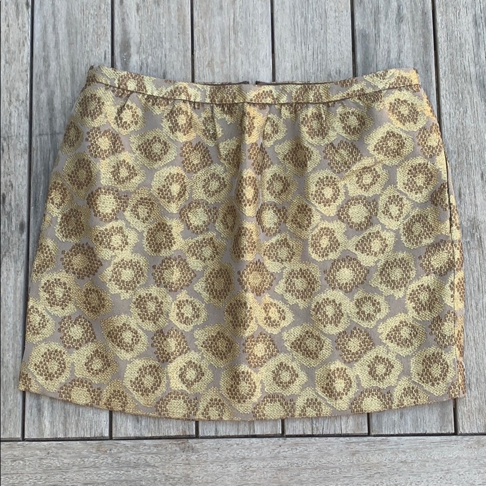 J crew metallic gold mini skirt w/ pockets size 4